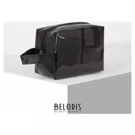 Косметичка пвх, отдел на молнии, с ручкой, цвет чёрный