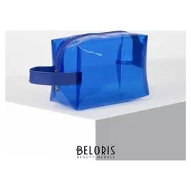 Косметичка пвх, отдел на молнии, с ручкой, цвет синий