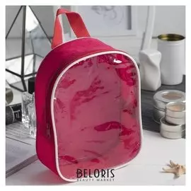 Косметичка пвх, отдел на молнии, с ручкой, цвет красный