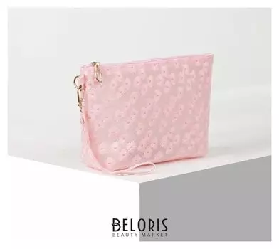 Косметичка пвх, отдел на молнии, с ручкой, цвет матовый розовый