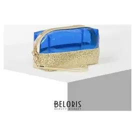 Косметичка пвх, отдел на молнии, с ручкой, цвет золото/синий