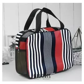 Косметичка-сумочка "Полоски", отдел на молнии, ручки, цвет красный