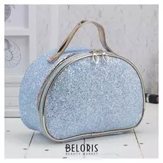 Косметичка-сундучок, отдел на молнии, цвет голубой