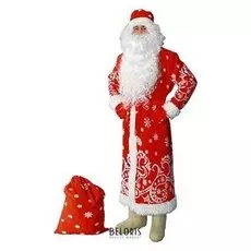 Костюм «Дед мороз», шуба, шапка, варежки, пояс, мешок, борода, р. 48-50