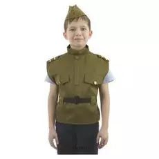 Костюм детский "Солдат", жилет, пилотка, рост 110-122 см, 5-7 лет