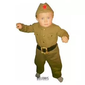 Костюм военного детский: комбинезон, пилотка, трикотаж, хлопок 100 %, рост 68 см, 1-2 года