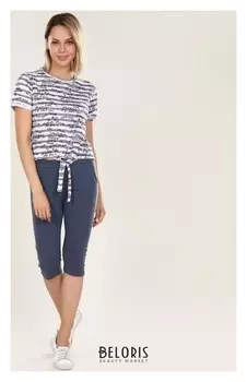 Костюм женский (Футболка, бриджи) Fashion Sports, цвет серый, размер 44