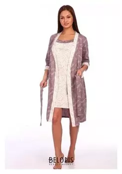 Костюм женский (Халат, сорочка) «Нежность», цвет капучино, размер 46