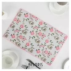 Коврик для сушки посуды «Птичка в клетке», 25×40 см, лён