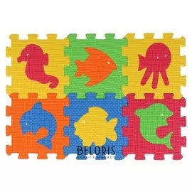 Коврик-пазл Любимые герои С животными 6 элементов