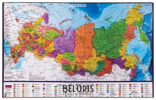 Коврик-подкладка настольный для письма (590х380 мм), с картой России