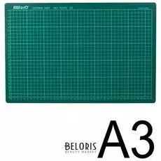 Коврик-подкладка настольный для резки А3 (450х300 мм), сантиметровая шкала, зеленый, 3 мм, Kw-trio