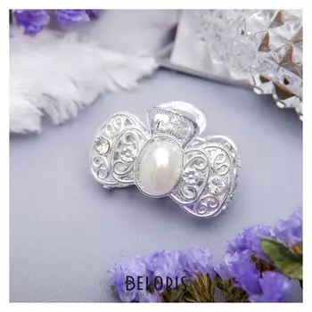 Краб для волос "Жемчужный" 4 см бантик