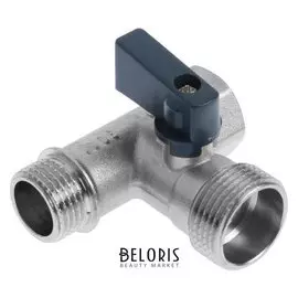 Кран шаровой Aqualink, трехпроходной, 1/2" X 3/4" X 1/2", гайка/штуцер/штуцер, ручка-флажок