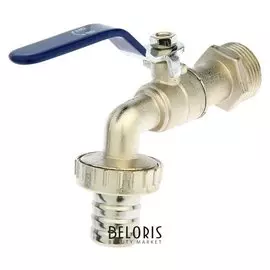 Кран водоразборный со штуцером, 3/4", ручка