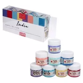 Краска акрил набор 8цв*20мл таир акрил Де люкс "Индия", п/к с е/п 110303006
