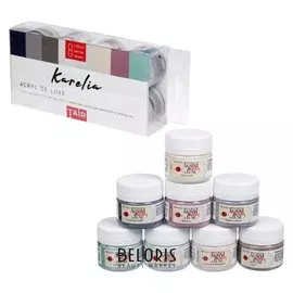 Краска акрил набор 8цв*20мл таир акрил Де люкс "Карелия", п/к с е/п 110303007