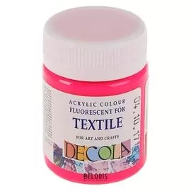 Краска акриловая для ткани Decola, 50 мл, розовая, Fluo, флуоресцентная, в банке