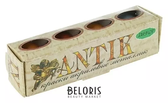 Краска акриловая, набор Metallic из 4-х цветов по 20 мл, «Аква-колор», «антик», 60 мл, металлизированные