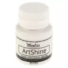 Краска акриловая Shine, 20 мл, Wizzart, белый глянцевый
