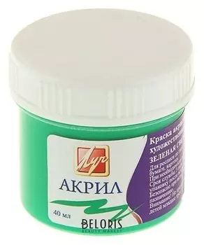 Краска акриловая Shine, 40 мл, «Луч», зелёная светлая