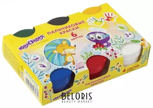 Краски пальчиковые 6 цветов Маленький ёжик
