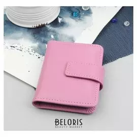 Кредитница, на кнопке, 18 листов, флотер, цвет нежно-розовый