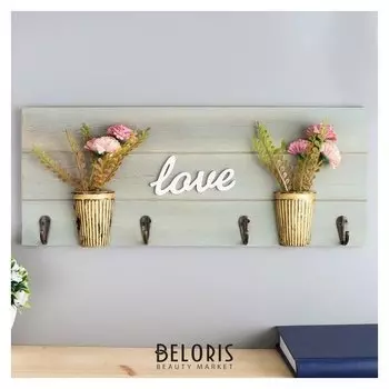 Крючки декоративные "Букетики цветов в горшках" 16х40х3,5 см