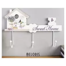 Крючки декоративные дерево "Домик с лавандой" 19,5х29х4 см