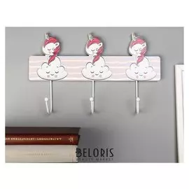 Крючки декоративные "Единорог на облачке" 19х30х4,4 см