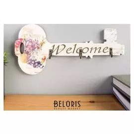 Крючки декоративные "Ключик Цветы" 12х26х3 см