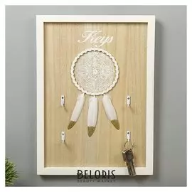 Крючки декоративные "Кружевной ловец снов с пёрышками" 36х26х2,5 см