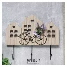 Крючки декоративные дерево "Велосипед с лавандой" 25х29,5х4,5 см