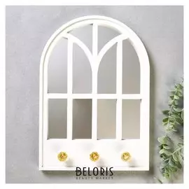 Крючки декоративные с зеркалом "Оконце" 37х26х5 см