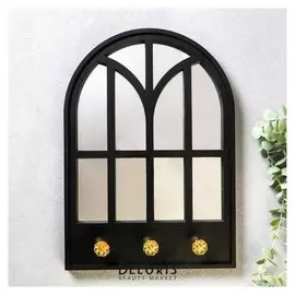 Крючки декоративные с зеркалом "Оконце" 37х26х5 см