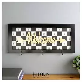 Крючки декоративные "Шахматка Welcome" 16,5х37х3,3 см