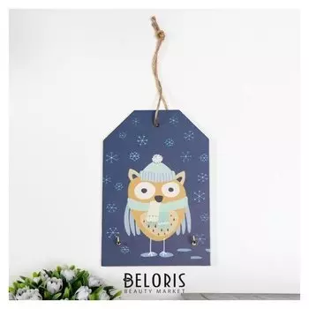 Крючки декоративные "Совёнок в шапке и шарфике" 15х10х1,5 см