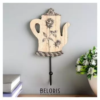 Крючок декоративный "Чайничек с розами" 20х11х4,7 см