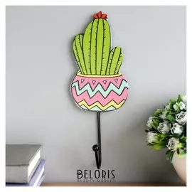 Крючок декоративный "Цветущий кактус" 21,5х8х4,5 см