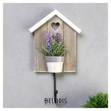 Крючок декоративный дерево "Лаванда в горшочке" 24,5х13,3 см