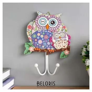 Крючок декоративный "Спящий совёнок с мамой" 16,5х12х4,7 см