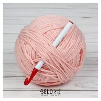 Крючок для вязания, D = 8 мм, 14 см, цвет белый/красный