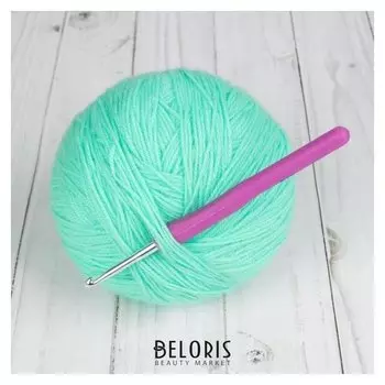 Крючок для вязания, с пластиковой ручкой, D = 4 мм, 14 см, цвет фиолетовый