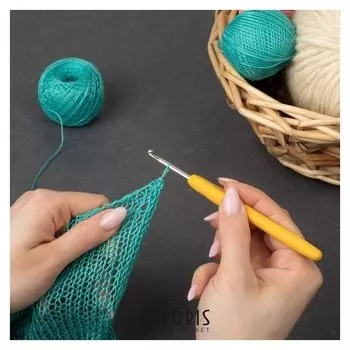 Крючок для вязания, с силиконовой ручкой, D = 3,5 мм, 14 см