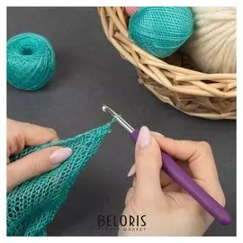 Крючок для вязания, с силиконовой ручкой, D = 5 мм, 14 см