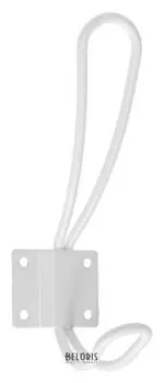 Крючок мебельный, двухрожковый, цвет белый