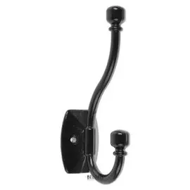 Крючок мебельный двухрожковый Tundra Krep, км03sd, цвет черный металлик