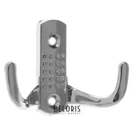 Крючок мебельный Km202cp, двухрожковый, цвет хром