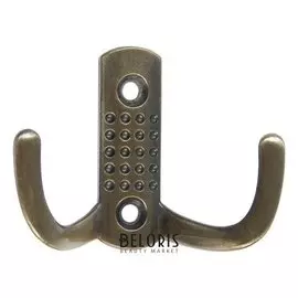 Крючок мебельный Km202gp, двухрожковый, цвет бронза