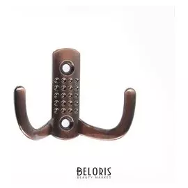 Крючок мебельный Km202gp, двухрожковый, цвет медь